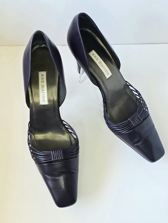 Ann Marino Shoes - Ann Marino d'Orsay Plum Heels Square Toe Woven Strap Pumps Vintage Sz. 8.5